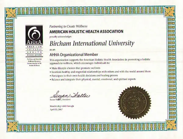 Bircham University AHHA - American Holistic Health Association Bircham University AHHA - American Holistic Health Association