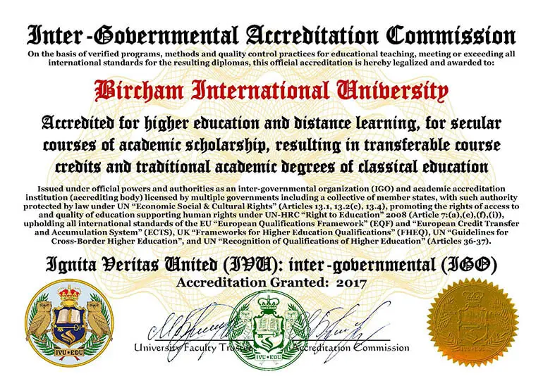 Bircham University IVU IGO - Ignita Veritas United Inter-Governmental Organization Bircham University IVU IGO - Ignita Veritas United Inter-Governmental Organization